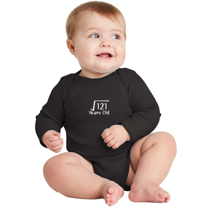 11th Birthday Square Root Of 121 11 Years Old Baby Long Sleeve Bodysuit