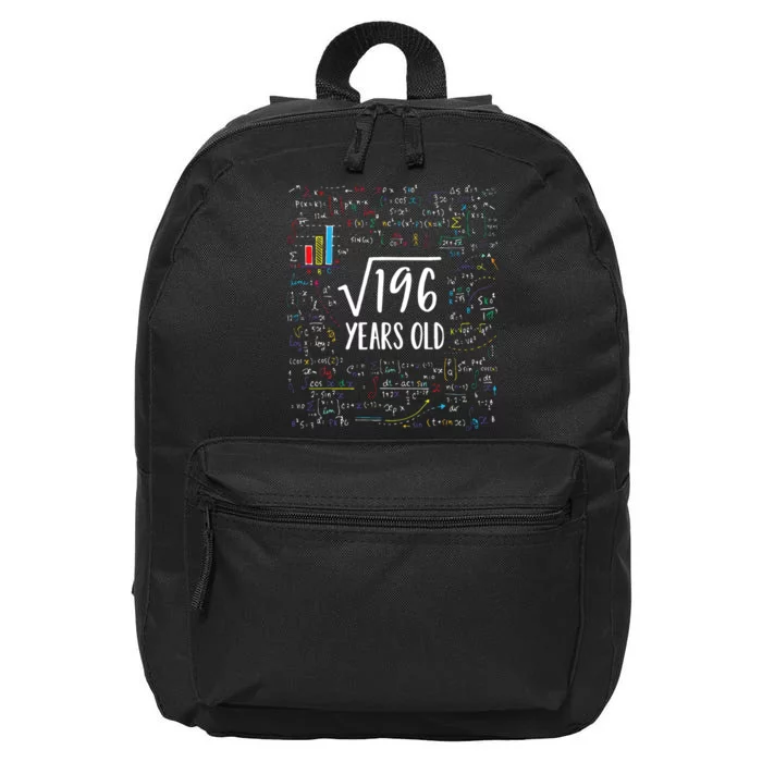 14th Birthday Square Root Of 196 Math 16 in Basic Backpack