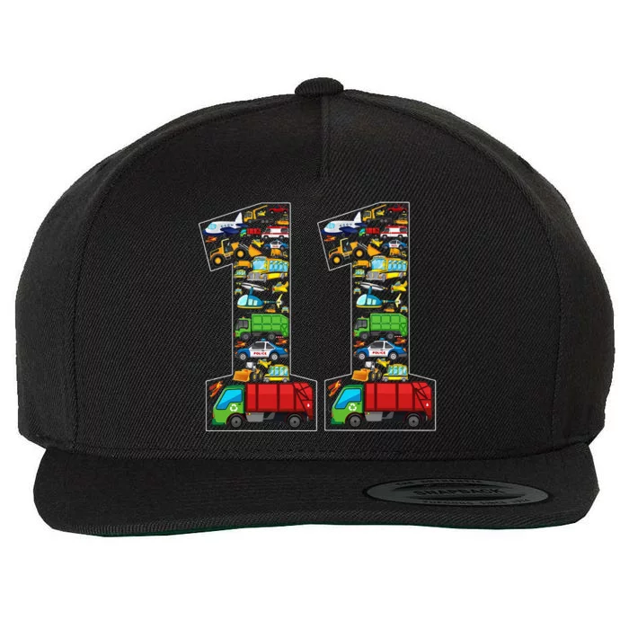 11th Birthday Transportation 11 Year Old Party Wool Snapback Cap