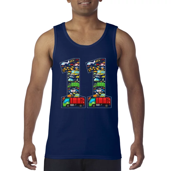 11th Birthday Transportation 11 Year Old Party Tank Top