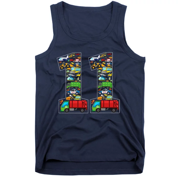 11th Birthday Transportation 11 Year Old Party Tank Top