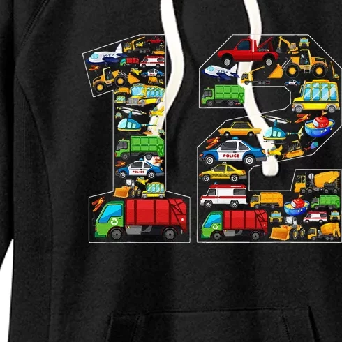 12th Birthday Transportation 12 Year Old Party Women's Fleece Hoodie