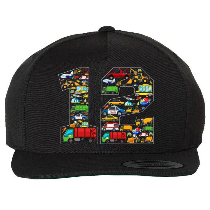 12th Birthday Transportation 12 Year Old Party Wool Snapback Cap