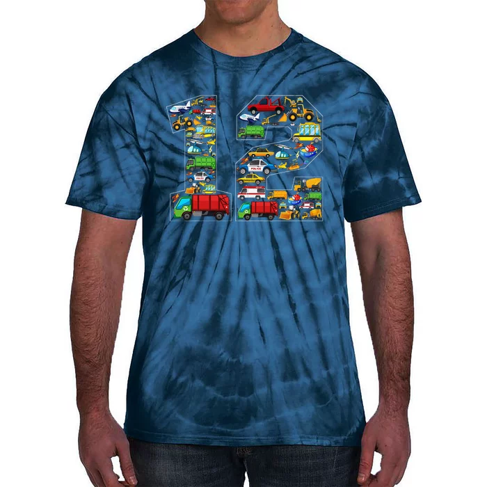 12th Birthday Transportation 12 Year Old Party Tie-Dye T-Shirt