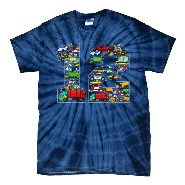 12th Birthday Transportation 12 Year Old Party Tie-Dye T-Shirt