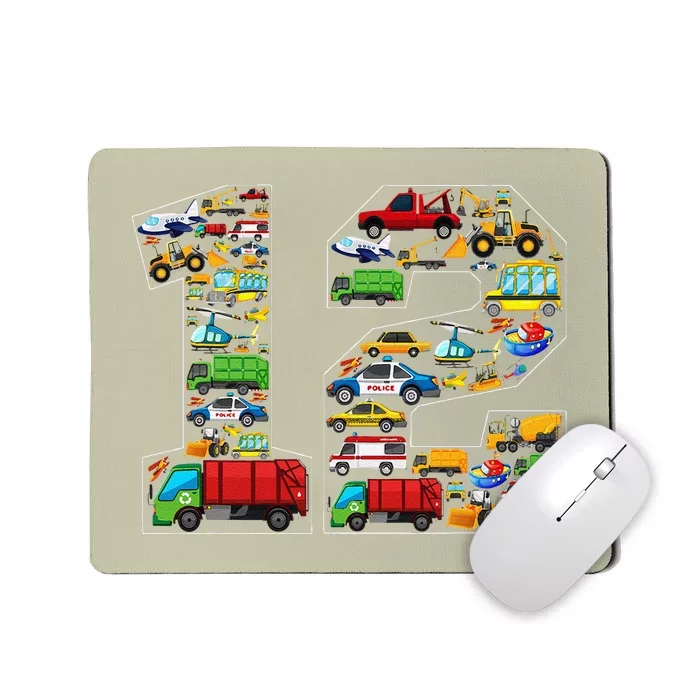 12th Birthday Transportation 12 Year Old Party Mousepad