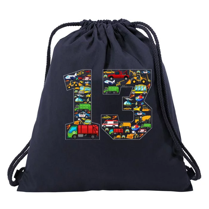 13th Birthday Transportation 13 Year Old Party Drawstring Bag