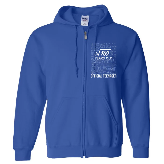 13 Birthday Teenager Boy 13yr Math 13th Birthday Full Zip Hoodie