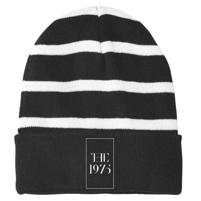 1975 Black Tour Indie Rock Fun Cool Popular Band Design Striped Beanie with Solid Band