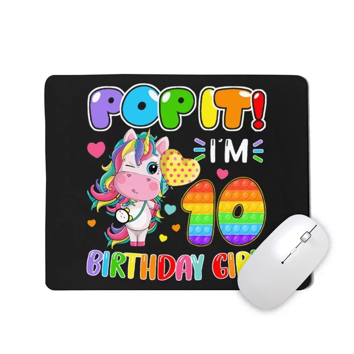 10th Birthday Unicorn Fidget Pop It Birthday 10 Year Mousepad