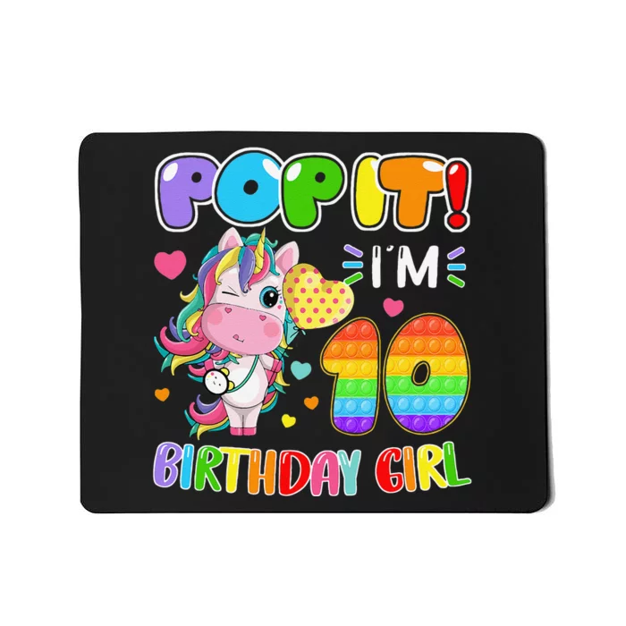 10th Birthday Unicorn Fidget Pop It Birthday 10 Year Mousepad