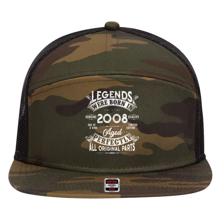 15th Birthday Vintage Legends Born In 2008 15 Years Old 7 Panel Mesh Trucker Snapback Hat