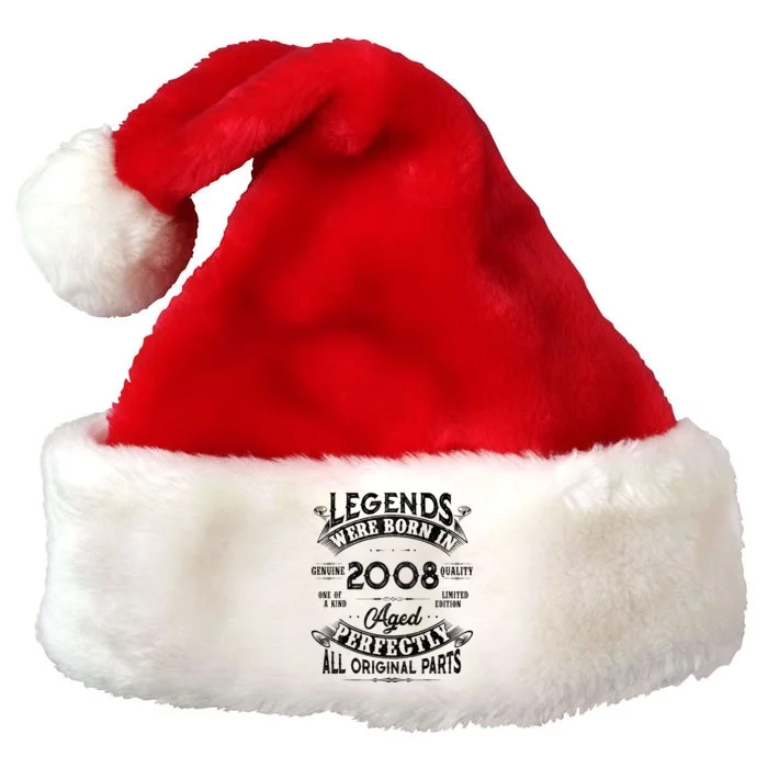 15th Birthday Vintage Legends Born In 2008 15 Years Old Premium Christmas Santa Hat