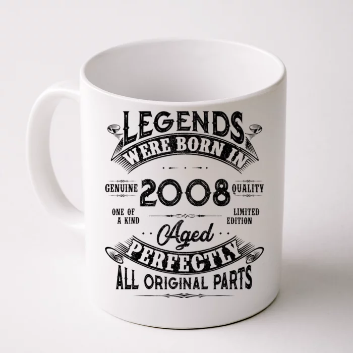 15th Birthday Vintage Legends Born In 2008 15 Years Old Front & Back Coffee Mug