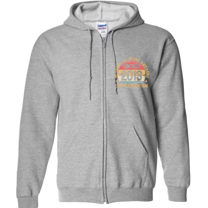 10th Birthday Vintage 2013 Turning 10 BDay 10 Years Old Full Zip Hoodie