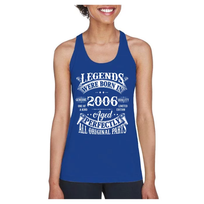 18th Birthday Vintage Legends Born In 2006 18 Years Old Women's Racerback Tank