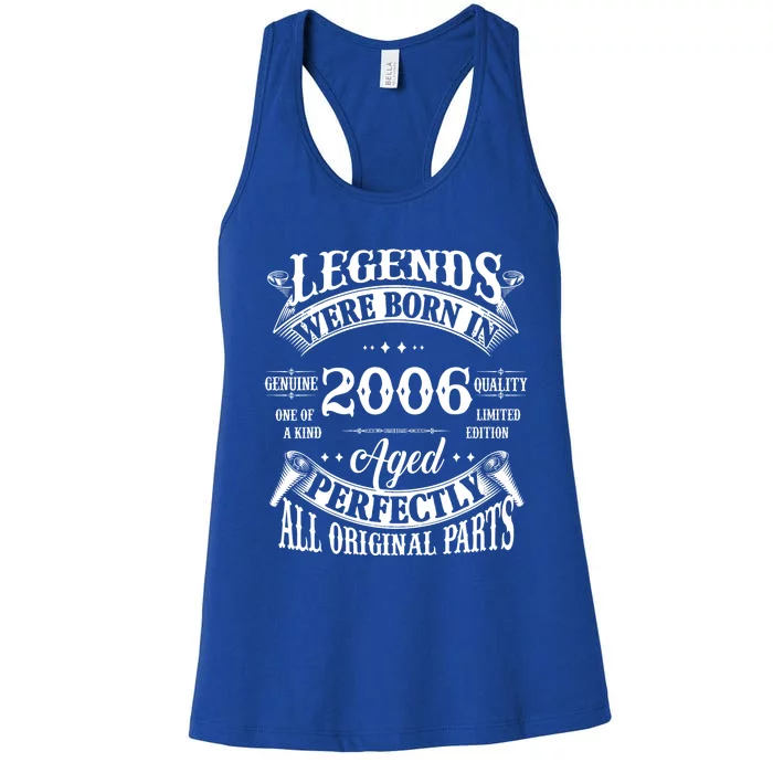 18th Birthday Vintage Legends Born In 2006 18 Years Old Women's Racerback Tank