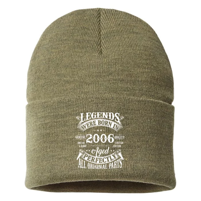 18th Birthday Vintage Legends Born In 2006 18 Years Old Sustainable Knit Beanie