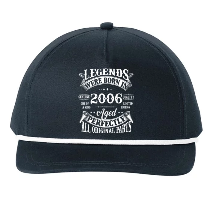 18th Birthday Vintage Legends Born In 2006 18 Years Old Snapback Five-Panel Rope Hat