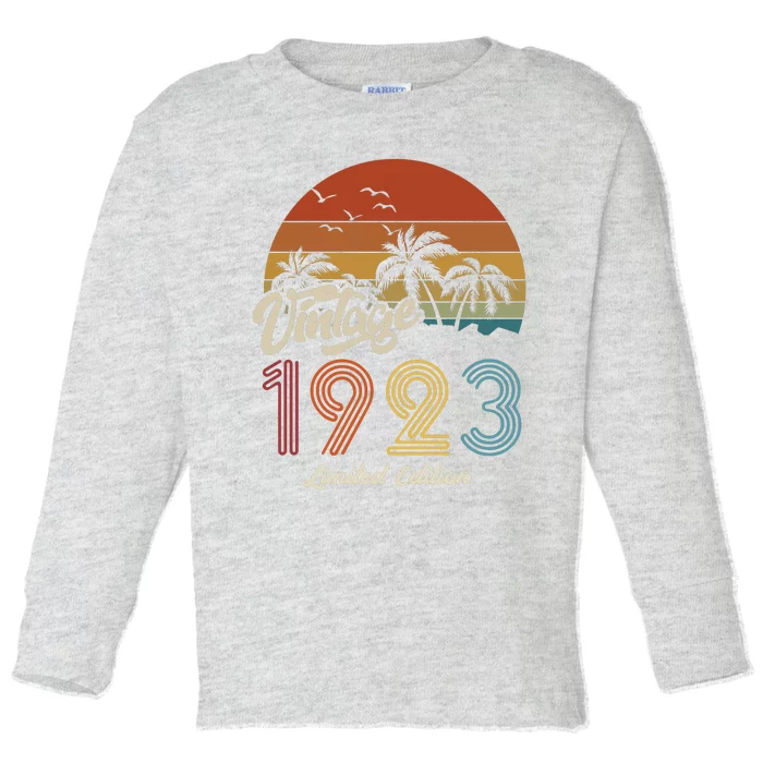 100th Birthday Vintage Limited Edition 1923 Toddler Long Sleeve Shirt