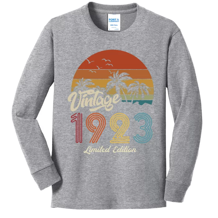 100th Birthday Vintage Limited Edition 1923 Kids Long Sleeve Shirt