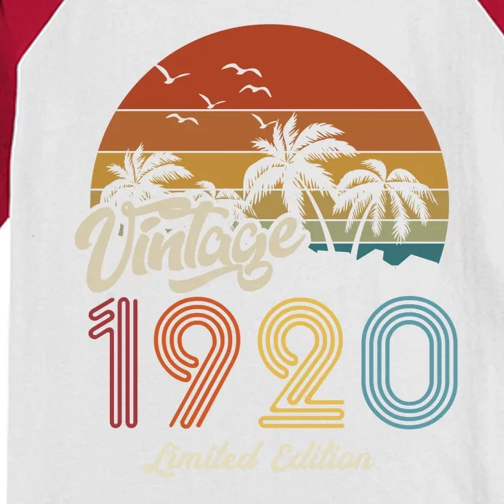 103rd Birthday Vintage Limited Edition 1920 Kids Colorblock Raglan Jersey