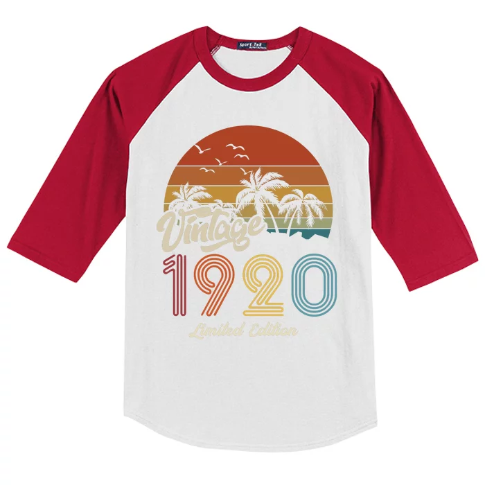 103rd Birthday Vintage Limited Edition 1920 Kids Colorblock Raglan Jersey