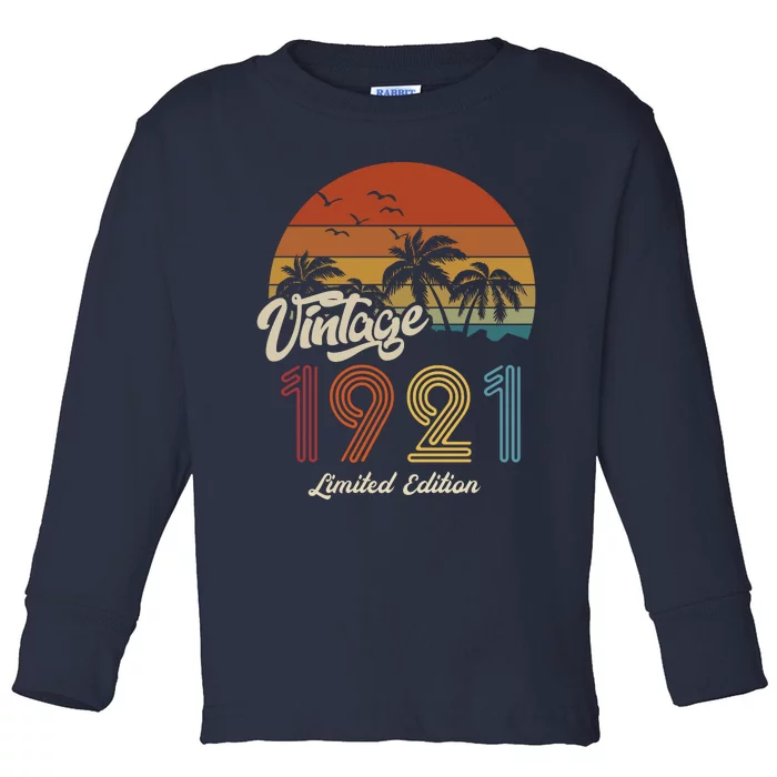 102nd Birthday Vintage Limited Edition 1921 Toddler Long Sleeve Shirt