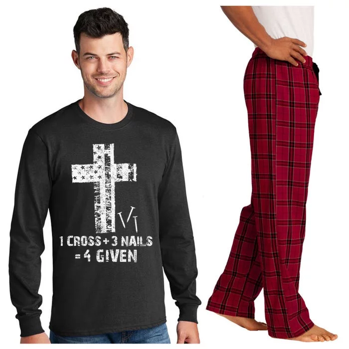 1 Cross 3 Nails 4 Given Happy Easter Christian Forgiven Long Sleeve Pajama Set