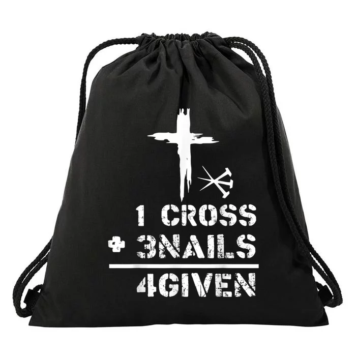 1 Cross 3 Nails Forgiven Christian Easter Day Gift Drawstring Bag