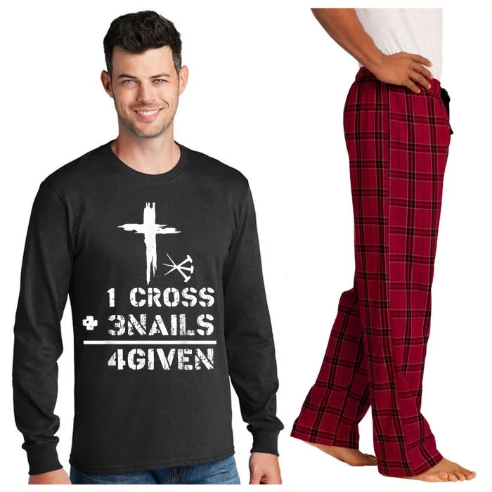 1 Cross 3 Nails Forgiven Christian Easter Day Gift Long Sleeve Pajama Set