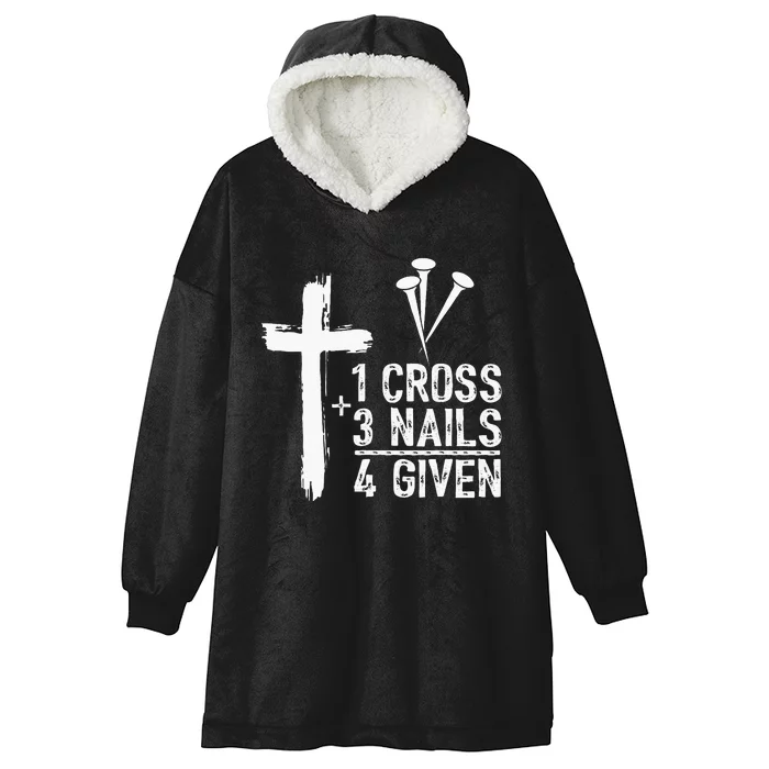 1 Cross 3 Nails 4 Given Happy Easter Day Jesus Hooded Wearable Blanket