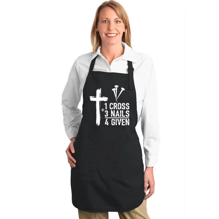 1 Cross 3 Nails 4 Given Happy Easter Day Jesus Christian Full-Length Apron With Pocket