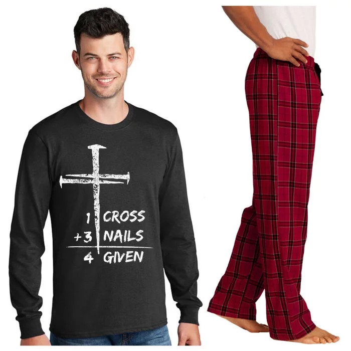 1 Cross 3 Nails Forgiven Christian Easter Gift Long Sleeve Pajama Set