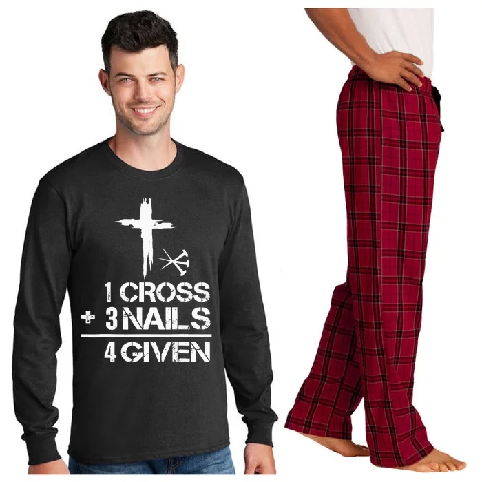 1 Cross 3 Nails Forgiven Christian Easter Gift Long Sleeve Pajama Set