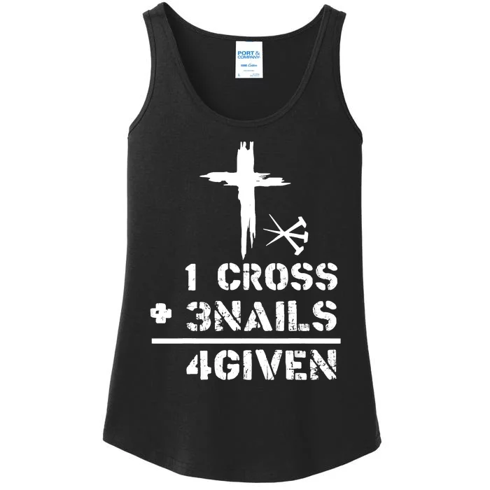 1 Cross 3 Nails Forgiven Christian Easter Day Gift Ladies Essential Tank