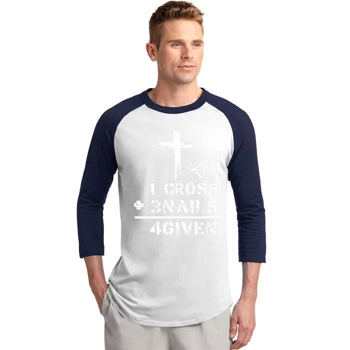 1 Cross 3 Nails Forgiven Christian Easter Day Gift Baseball Sleeve Shirt