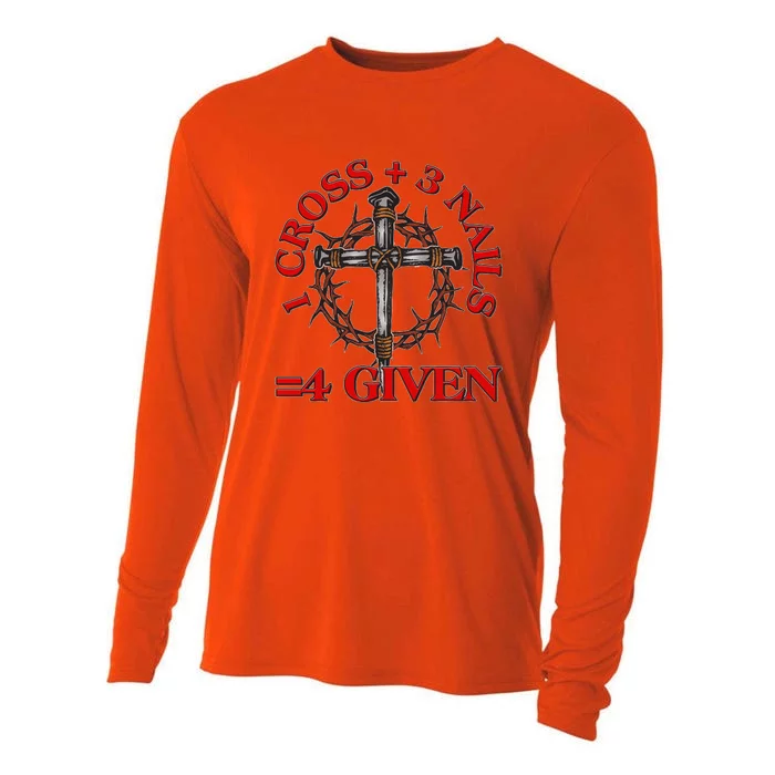 1 Cross 3 Nails 4 Giving Crucifixion Cooling Performance Long Sleeve Crew