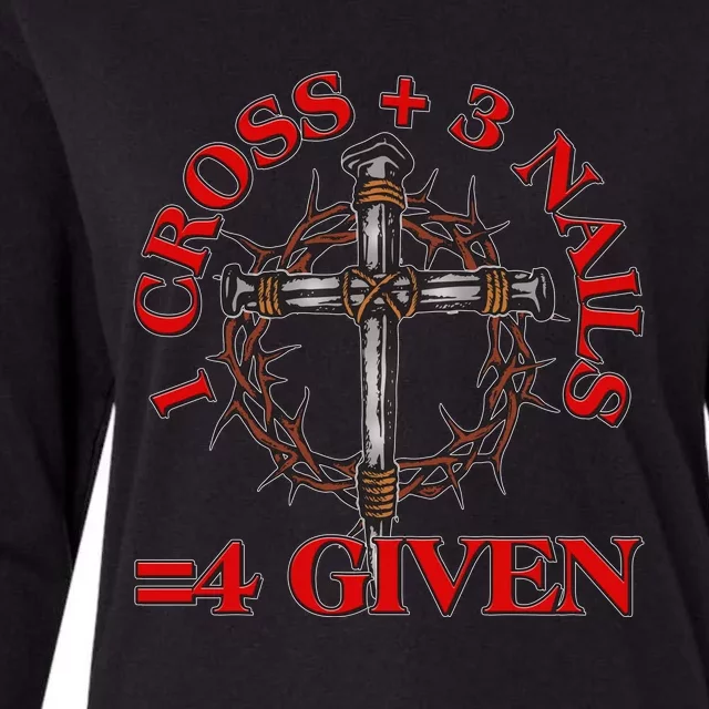 1 Cross 3 Nails 4 Giving Crucifixion Womens Cotton Relaxed Long Sleeve T-Shirt