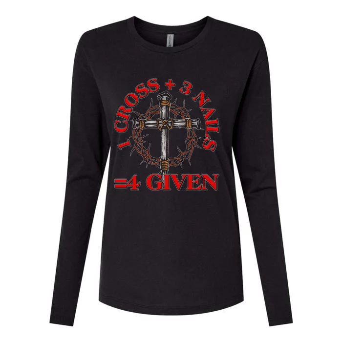 1 Cross 3 Nails 4 Giving Crucifixion Womens Cotton Relaxed Long Sleeve T-Shirt