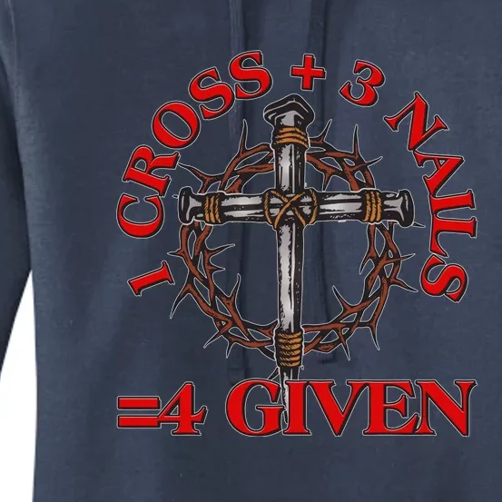 1 Cross 3 Nails 4 Giving Crucifixion Women's Pullover Hoodie