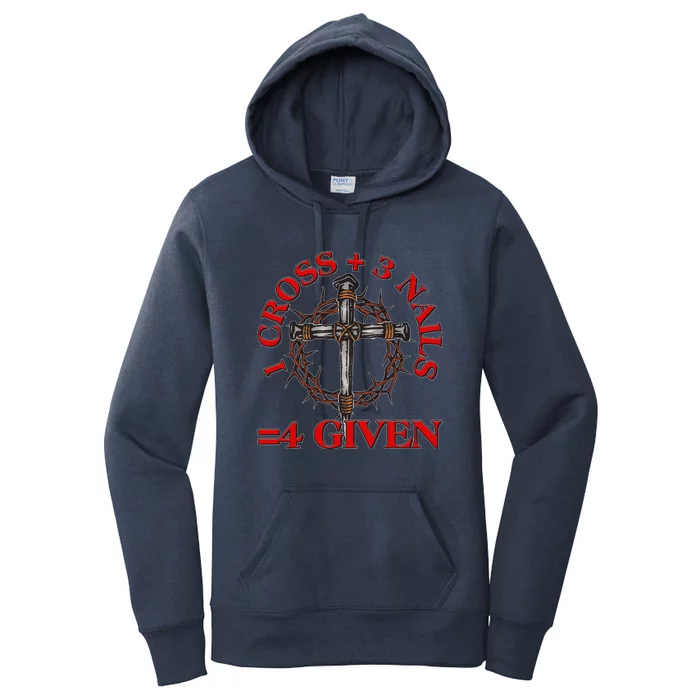 1 Cross 3 Nails 4 Giving Crucifixion Women's Pullover Hoodie