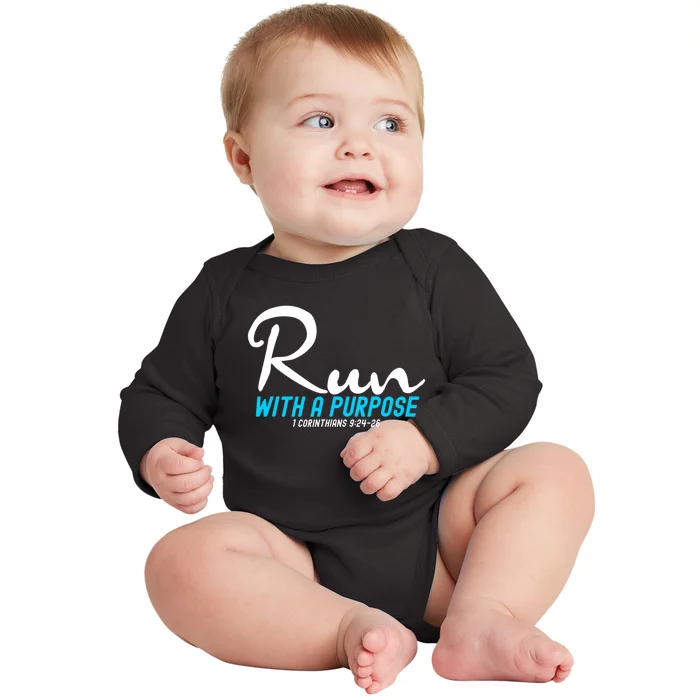 1 Corinthians 924 26 Run With A Purpose Baby Long Sleeve Bodysuit