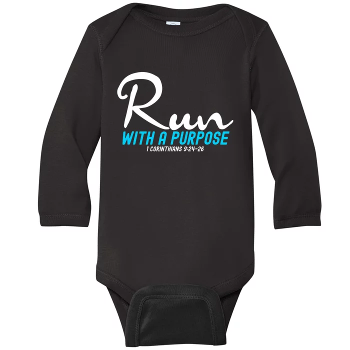 1 Corinthians 924 26 Run With A Purpose Baby Long Sleeve Bodysuit