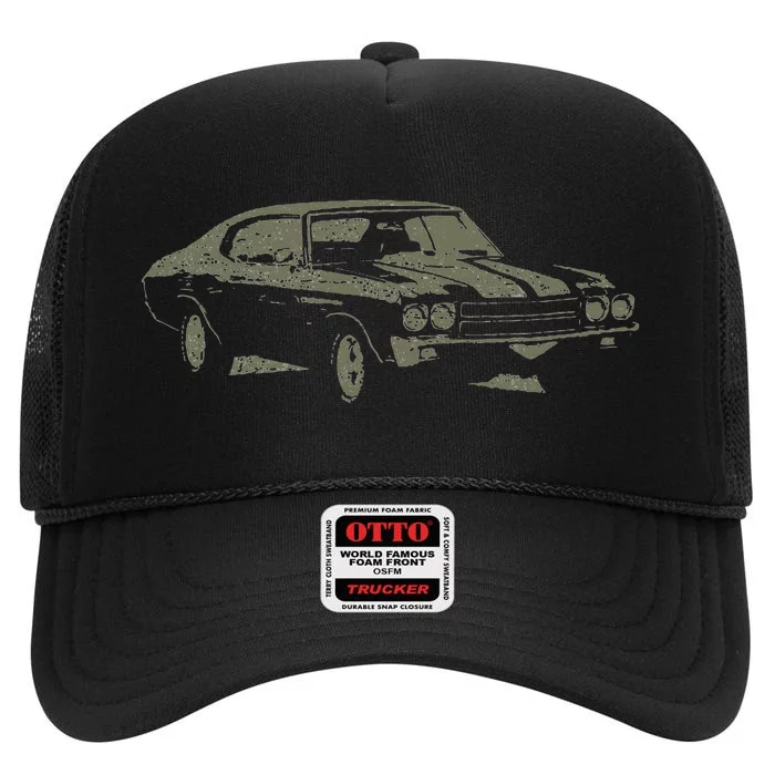 1970 Classic America Ss Muscle Car High Crown Mesh Trucker Hat