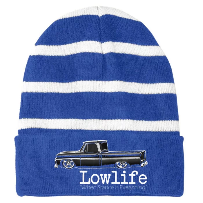 10 Classic C10 Truck Lowlife Stance Is Everything Striped Beanie with Solid Band