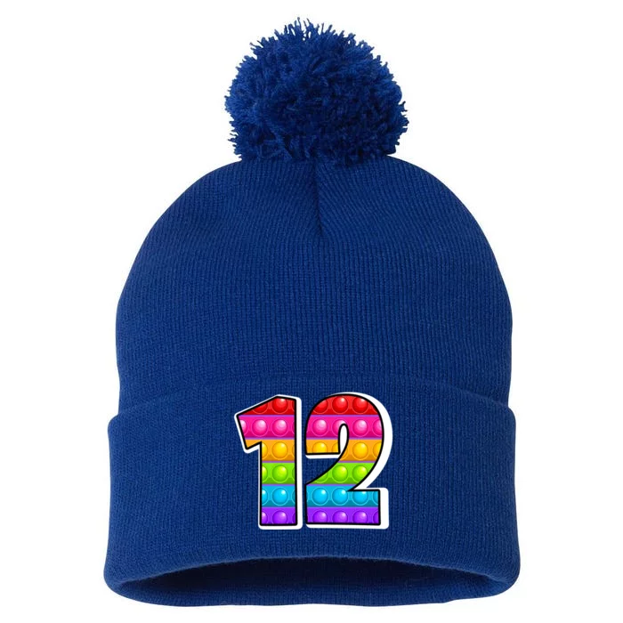 12 Cutest Capital Number12 Alphabet Funny Poppin Pop It Great Gift Pom Pom 12in Knit Beanie