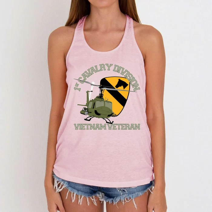 1st Cavalry Division Vietnam Veteran Uh1 Gunship Veteran Day Gift Women's Knotted Racerback Tank