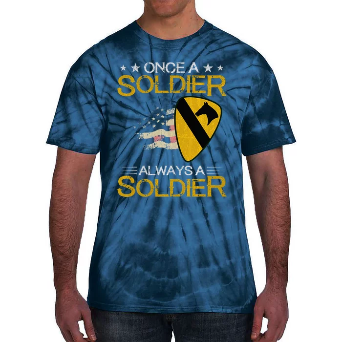 1st Cavalry Division Veteran Always A Soldier Military Xmas Tie-Dye T-Shirt