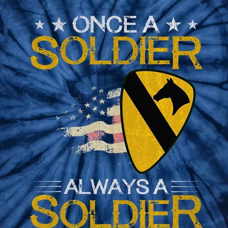 1st Cavalry Division Veteran Always A Soldier Military Xmas Tie-Dye T-Shirt